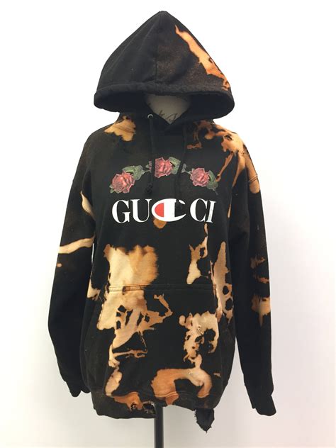 gucci champion hoodie original|Gucci distressed hoodie.